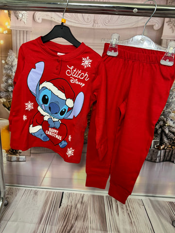 Disney pigiama caldo cotone bambina Stitch Natalizio