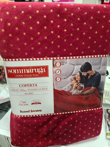 SOMMARUGA coperta stampa lurex in coral misura 120x140 cm