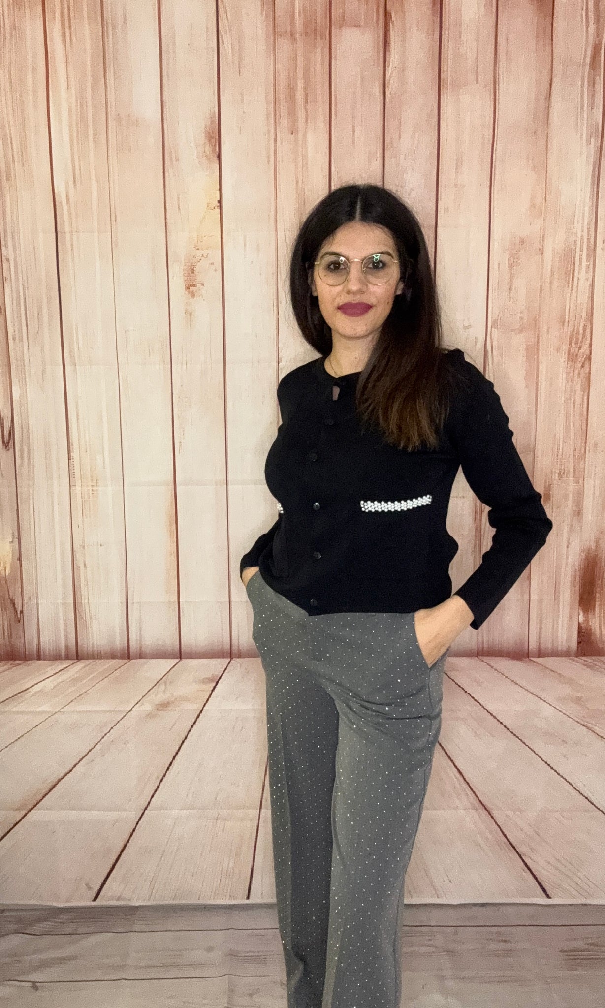 MIMÌ MUÀ pantaloni palazzo con strass