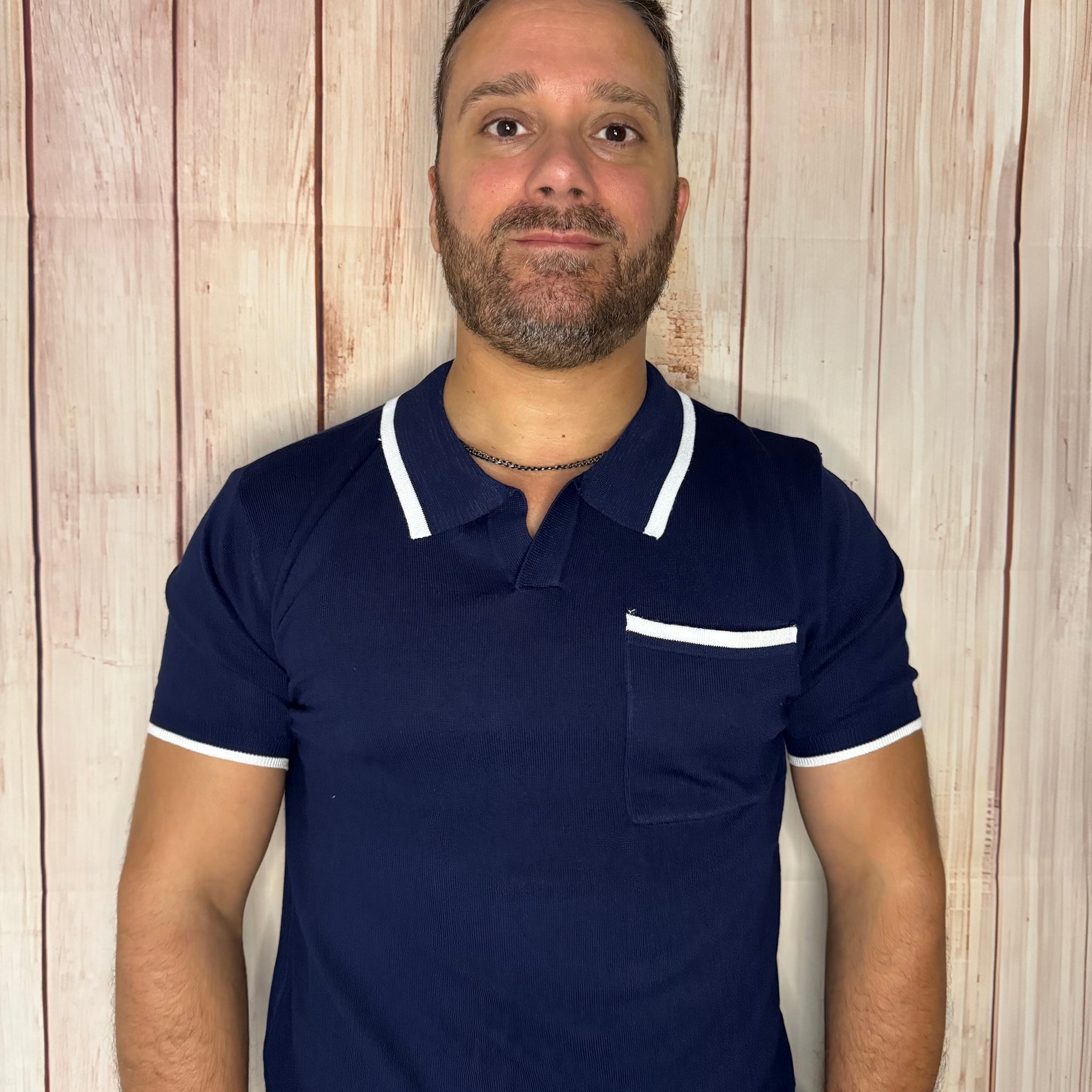 7x8 polo in maglia a contrasto