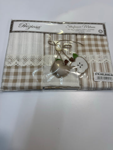 Preziosa set 3pz strofinacci nidone ricamato