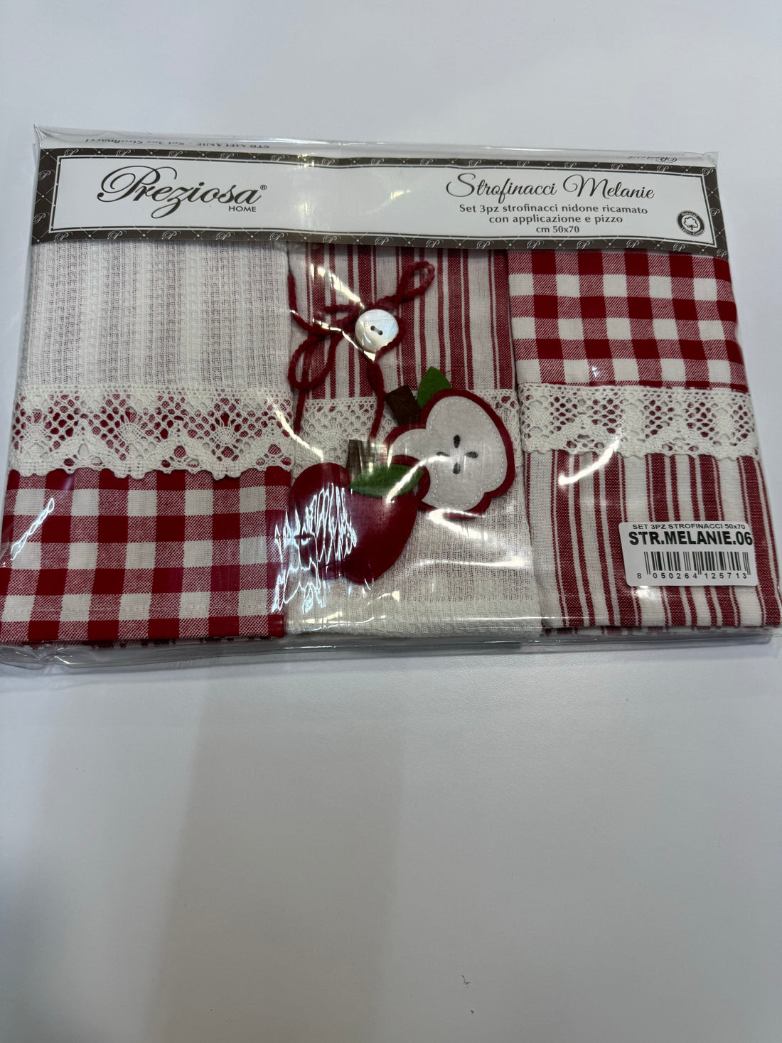 Preziosa set 3pz strofinacci nidone ricamato