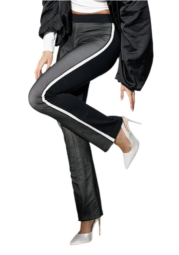 JADEA leggings in cotone con fascia e bande laterali