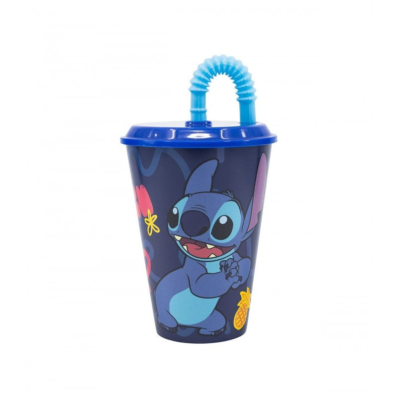 Stitch bicchiere con cannuccia