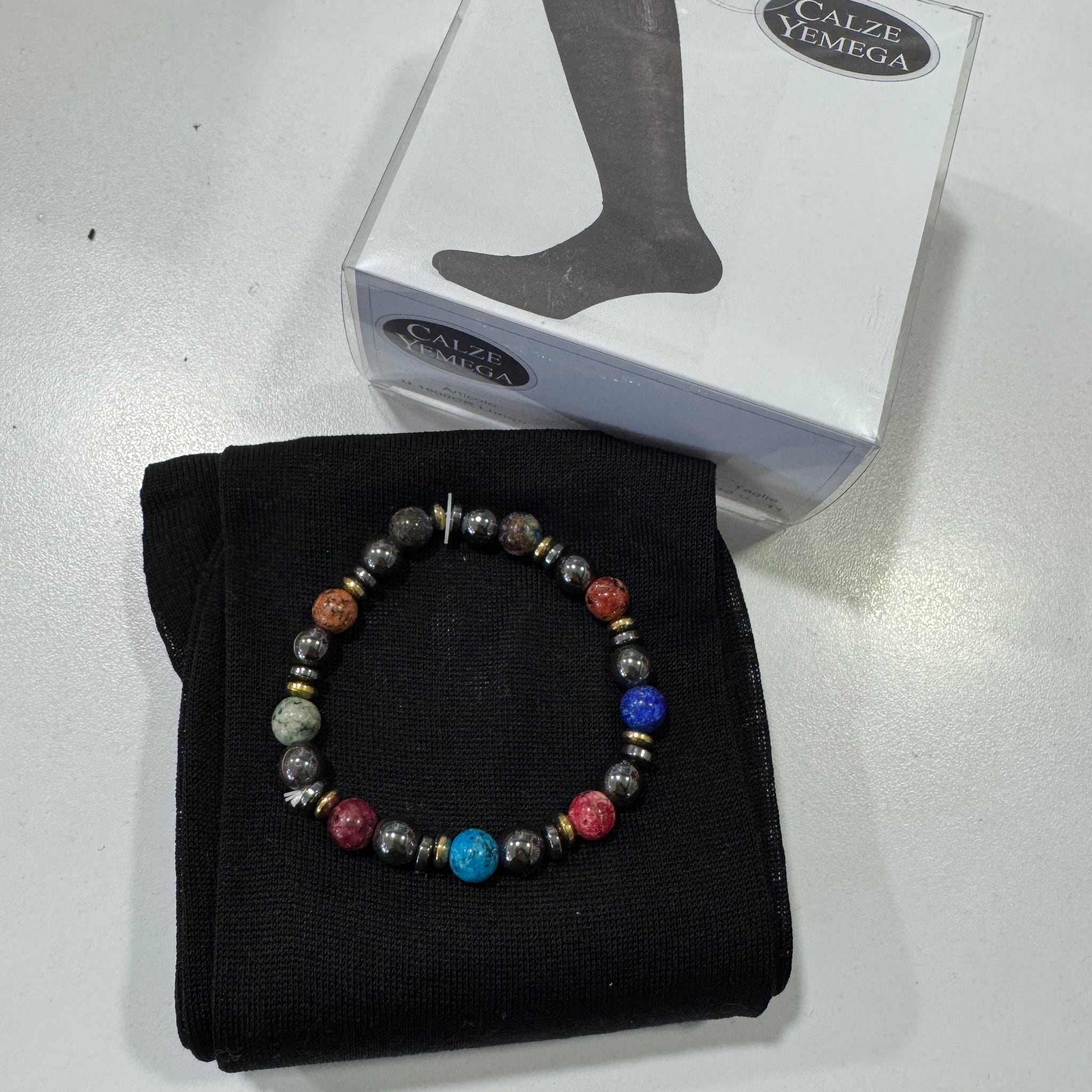 YEMEGA set regalo calzino tinta unita e bracciale uomo