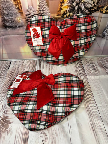 PREZIOSA cuscino tartan con applicazione fiocco velluto